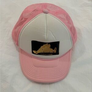 Hat-Nantucket, the vineyard pink w/ gold/black detail adjustable mesh